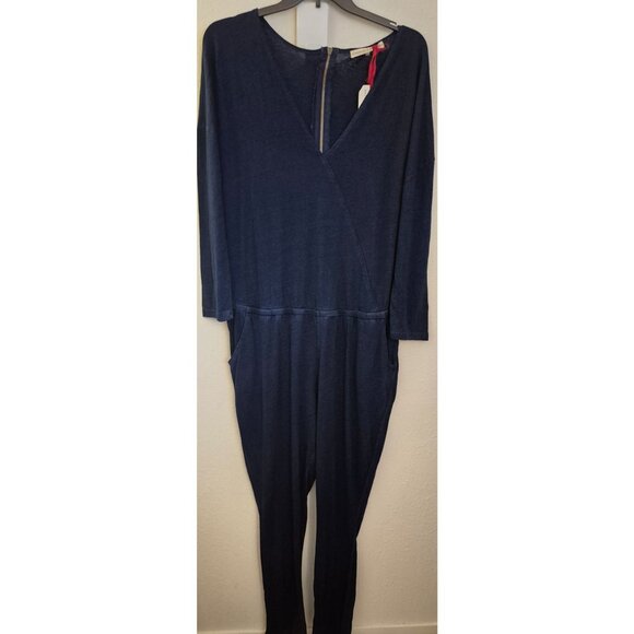 Standards & Practices Heathery Blue Cotton Tapered Leg Lounge Jumpsuit 2X EUC - Picture 1 of 7